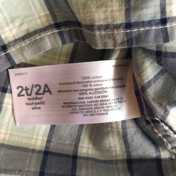 NEW oshkosh b'gosh plaid button down collared short sleeve shirt 2T boys - Picture 7 of 8
